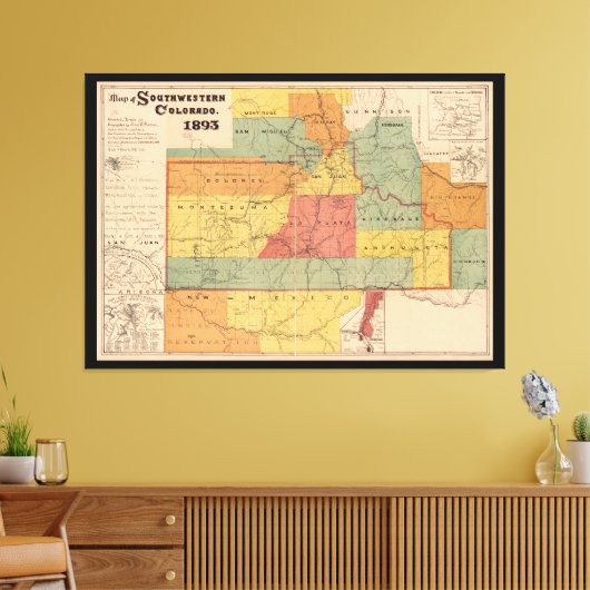 Karte des südwestlichen Colorado (1893) Leinwanddruck (Insitu (Wohnzimmer))