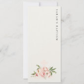 Karte des Taufes "Soft Peach Peony Floral Cross" (Rückseite)