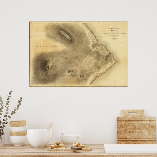 Karte des Teils der Insel Hawaii Poster (Küche)