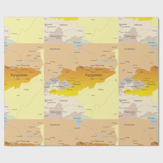 Karte des Umlaufpapiers für Kirgisistan Geschenkpapier (Flach)