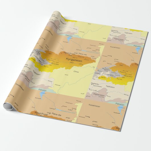 Karte des Umlaufpapiers für Kirgisistan Geschenkpapier (Ungerollt)