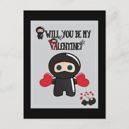 Karte des Valentines Tagesmit niedlichen Ninja (Vorderseite)