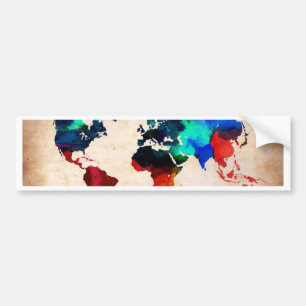 Karte des Watercolor alte Weltniedlich Autoaufkleber