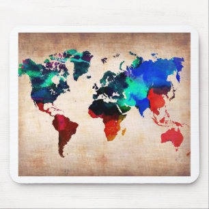 Karte des Watercolor alte Weltniedlich Mousepad