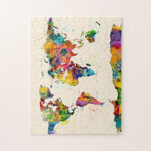 Karte des Weltkarte-Aquarells Puzzle (Vertikal)