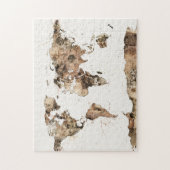 Karte des Weltkartesepia-Aquarells Puzzle (Vertikal)