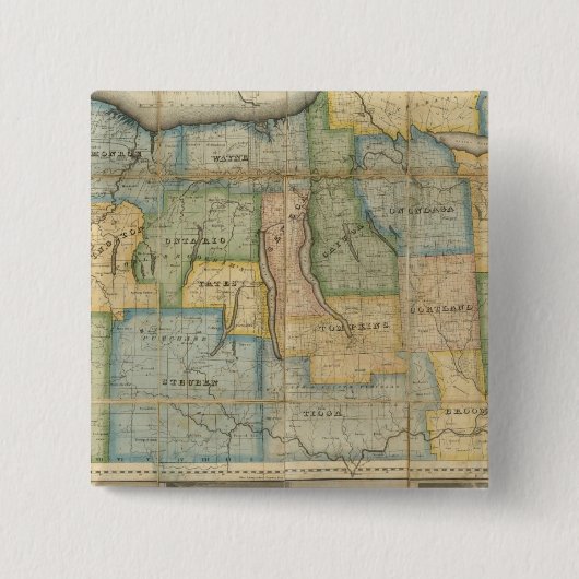 Karte des Westerns des Staat von New York Button (Vorderseite)
