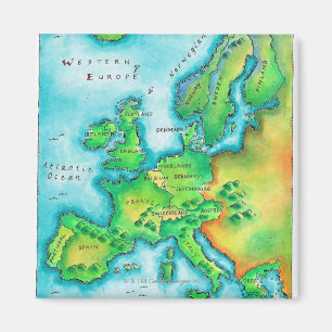 Karte des Westerns Europa Magnet