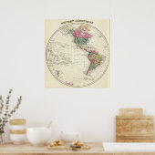 Karte des Westerns Hemisphäre Poster (Küche)