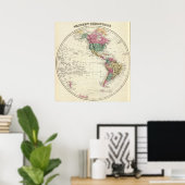 Karte des Westerns Hemisphäre Poster (Heimbüro)