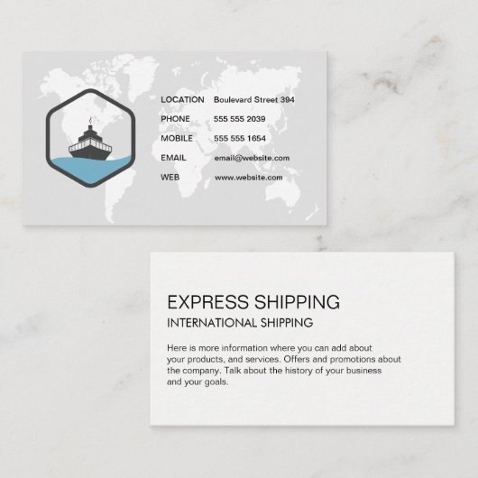 Karte des World/Ship-Logos (Vorne/Hinten)