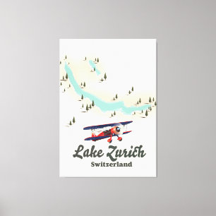 Karte des Zürichsees Schweiz Leinwanddruck