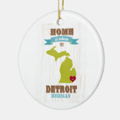 Karte Detroits, Michigan - Zuhause ist, wo das Keramik Ornament (Links)