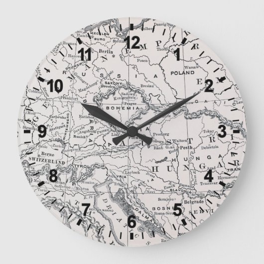 KARTE: DEUTSCHLAND UND ÖSTERREICH GROßE WANDUHR (Vorderseite)