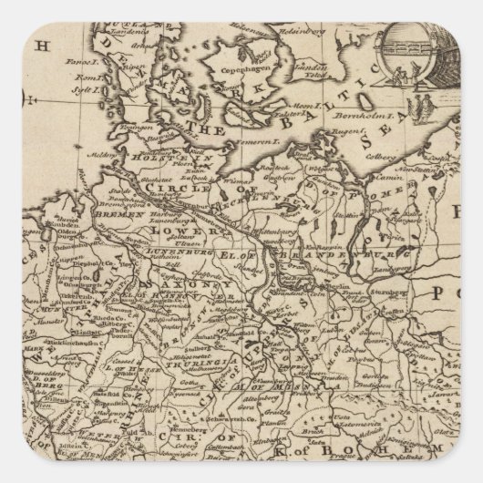 Karte Deutschlands Quadratischer Aufkleber (Vorderseite)