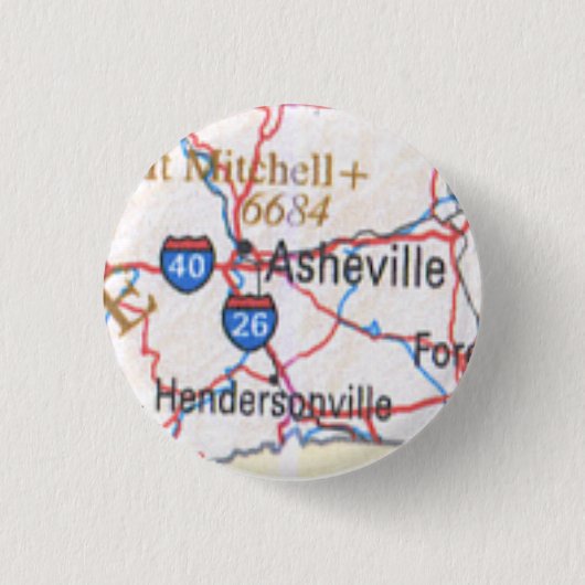 Karte, die Asheville/Hendersonville NC Knopf zeigt Button (Vorderseite)