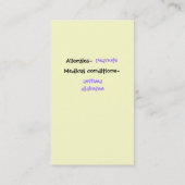 Karte die Sicherheit des Kindes (Rückseite)