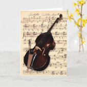 Karte - Doppelte Bass mit handgeschriebener Notens (Gelbe Blume)