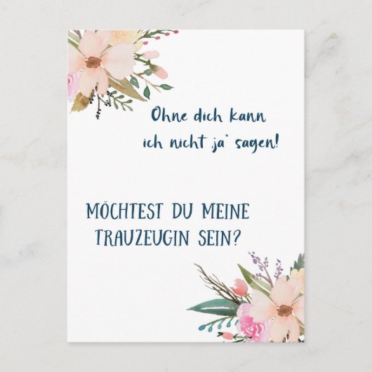 Karte - du meine Trauzeugin sein (Vorderseite)