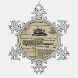 Karte Effektivwert titanisches 1912 Schneeflocken Zinn-Ornament