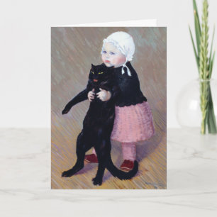 Karte: Ein kleines Mädchen mit einer Katze von Ste Feiertagskarte