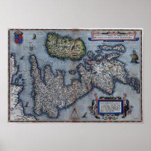 Karte Englands aus dem 16. Jahrhundert Poster