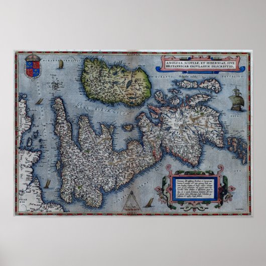 Karte Englands aus dem 16. Jahrhundert Poster (Vorne)