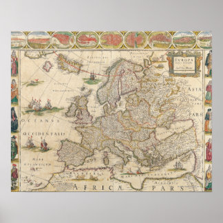 Karte Europas 6 Poster