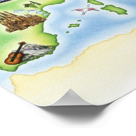 Karte Europas mit Abbildungen berühmter Werke Poster (Ecke)