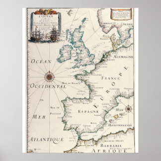Karte Europas Poster