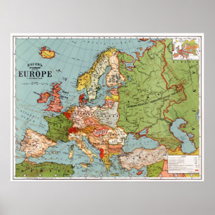 Karte Europas von G. Washington Bacon (1830-1922) Poster
