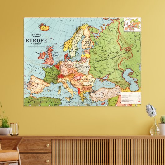 Karte Europas von George Washington Bacon Leinwanddruck (Insitu (Wohnzimmer))