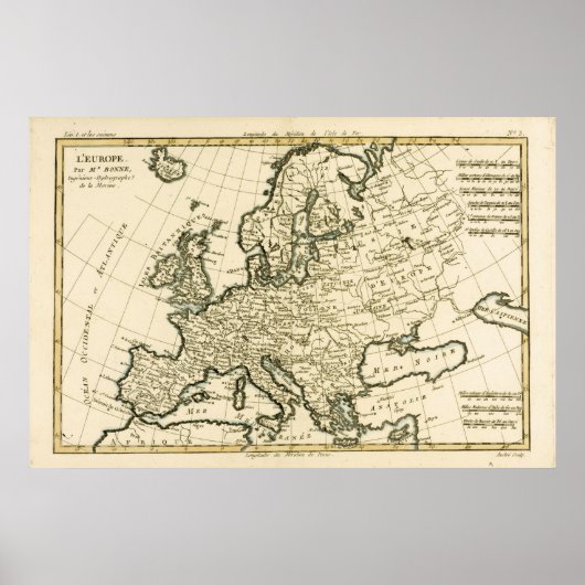Karte Europas von Guillaume Raynal Poster (Vorne)