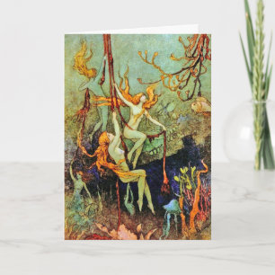 Karte:  Fairy Mermaids -  von Warwick Goble Feiertagskarte