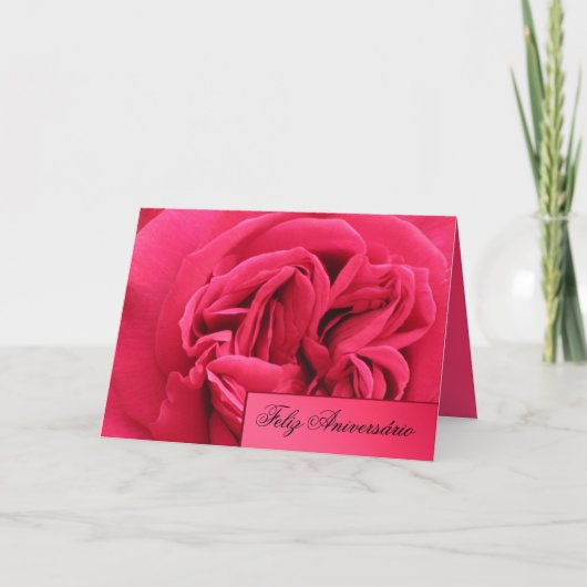 Karte: Feliz Aniversário - rosa Rose Karte (Vorderseite)