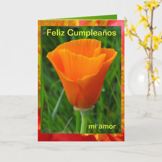 Karte - Feliz Cumpleaños, MI amor (Gelbe Blume)