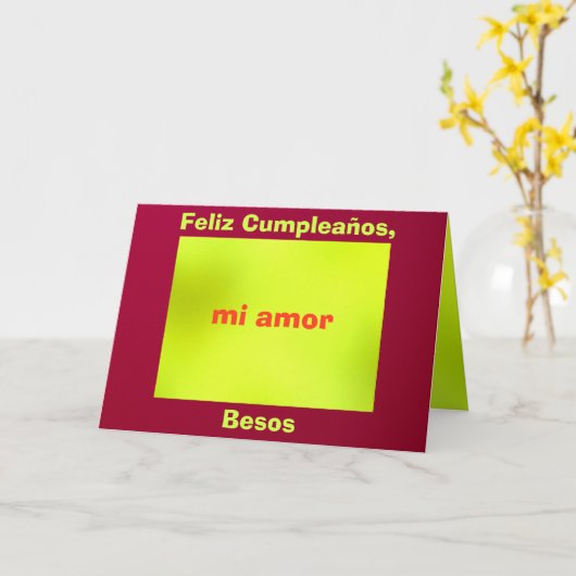 Karte - Feliz Cumpleaños, MI amor - Roja y (Gelbe Blume)