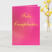 Karte - Feliz Cumpleaños - Rosa (Gelbe Blume)