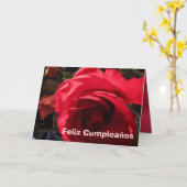 Karte - Feliz Cumpleaños - Rosa Roja (Gelbe Blume)