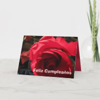 Karte - Feliz Cumpleaños - Rosa Roja