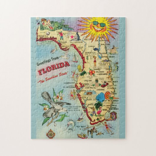 Karte Florida 11x14 Puzzle (Vertikal)