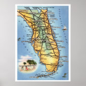 Karte Florida 20x28 Poster (Vorne)