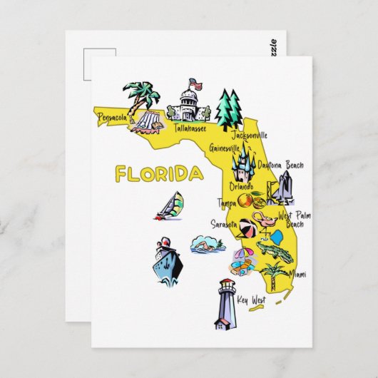 Karte Florida mit den wichtigsten Städten Reisezie (Vorne/Hinten)