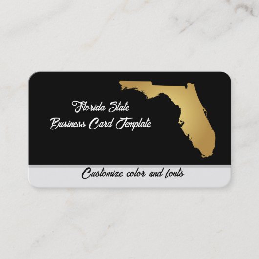 Karte Florida Staat Business Card Metallic Gold (Vorderseite)