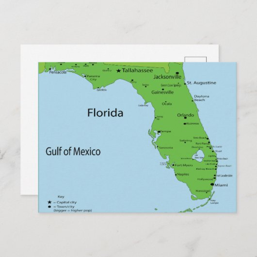 Karte Florida USA - Golf von Mexiko (Vorne/Hinten)
