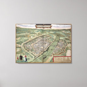 Karte Frankfurt, von 'Civitates Orbis Terrarum' Leinwanddruck