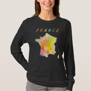 Karte Frankreich Französisch farbenfrohe Karte Aqu T-Shirt
