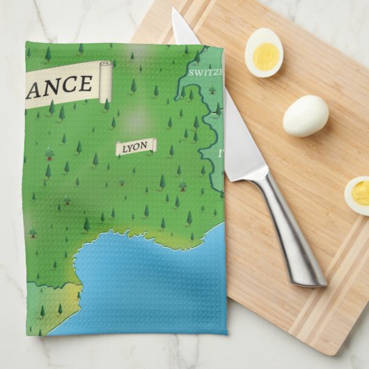 Karte Frankreichs Geschirrtuch (Viertel Falte)
