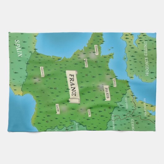 Karte Frankreichs Geschirrtuch (Horizontal)