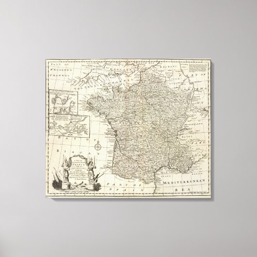 Karte Frankreichs Leinwanddruck (Vorderseite)